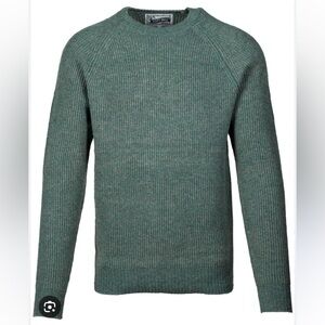 Ribbed Wool Crewneck Sweater in Heather Teal
